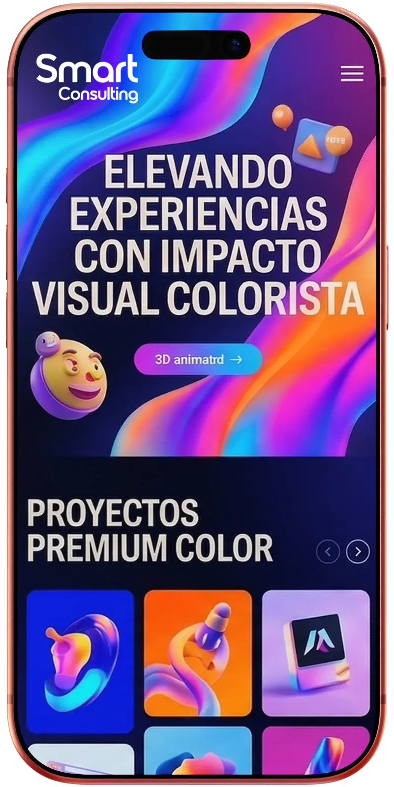Mockup de diseño web premium en iPad Pro y iPhone mostrando la interfaz vanguardista de la agencia Smart Consulting.